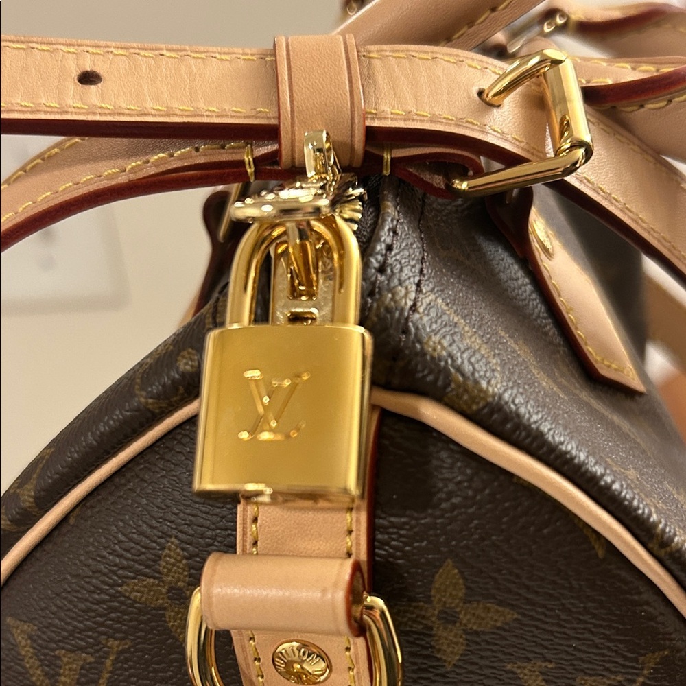 Louis Vuitton Speedy Bandoulière 25 Brown Monogram Satchel Lock Key Dust Bag Box - Picture 5 of 13